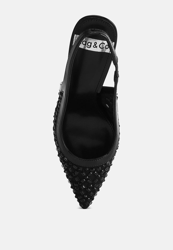 orvana diamante embellished slingback sandals#color_black-patent