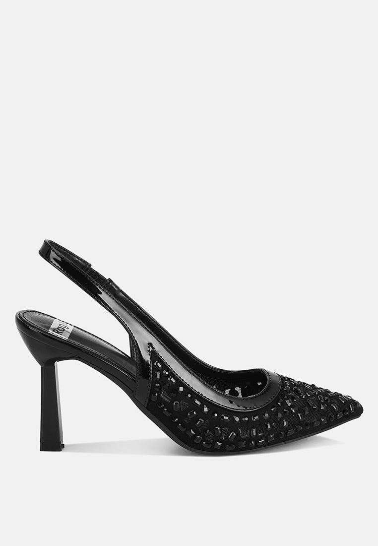 orvana diamante embellished slingback sandals#color_black-patent