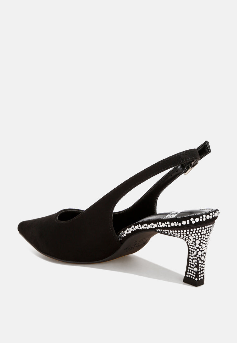 ondrila rhinestones embellished heels#color_black-suede