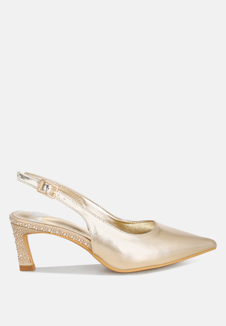 ondrila pin buckle rhinestone stilettos#color_gold-metalic