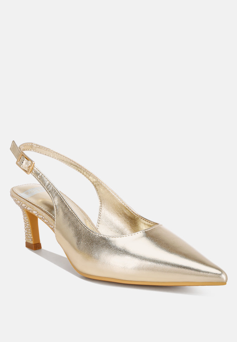 ondrila pin buckle rhinestone stilettos#color_gold-metalic
