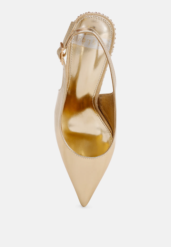 ondrila pin buckle rhinestone stilettos#color_gold-metalic