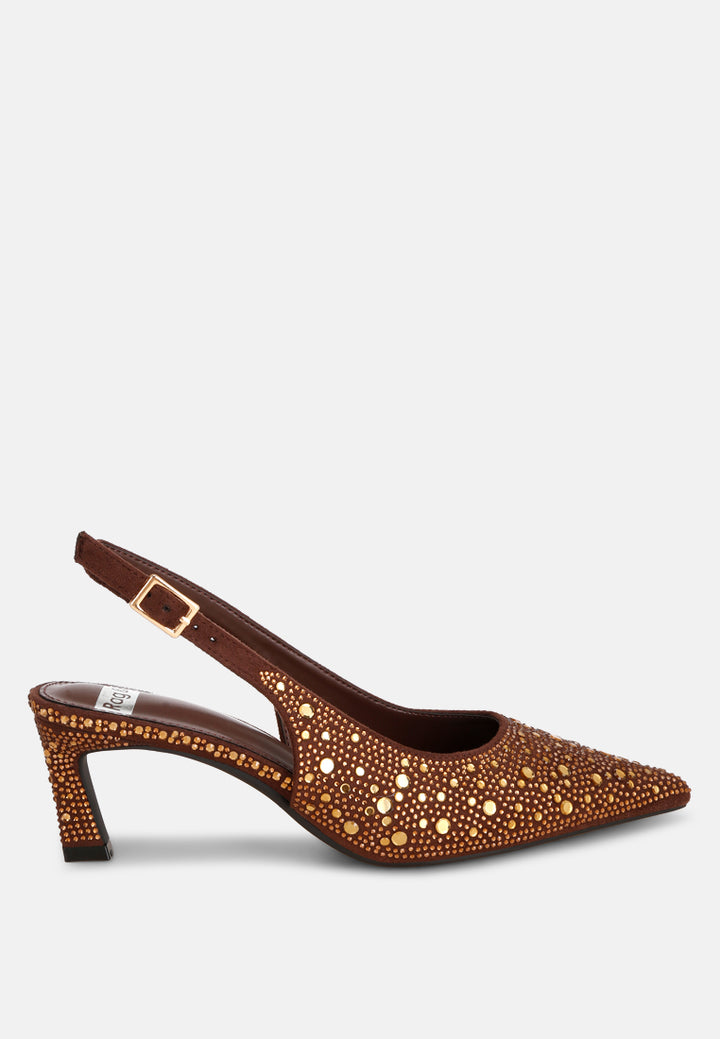 honarta rhinestone embellished slingback heels#color_brown-suede