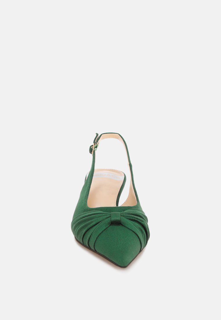 ruched pointed toe slingback heels by ruw#color_green-suede