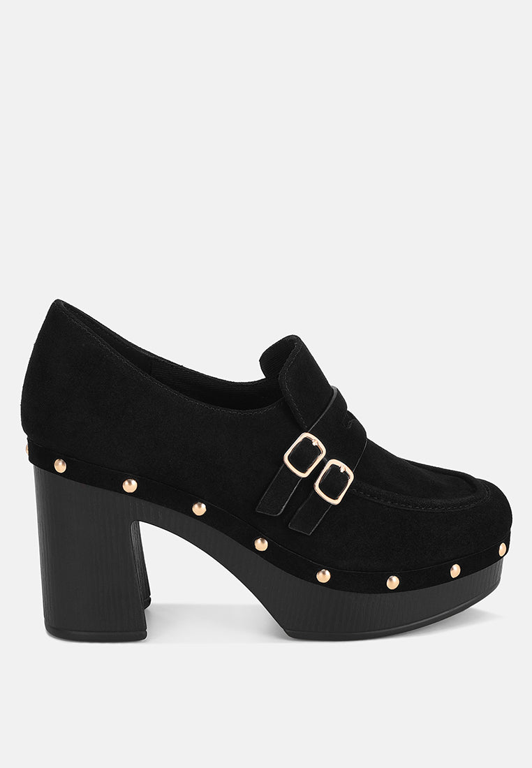 square toe loafer platform heels#color_black