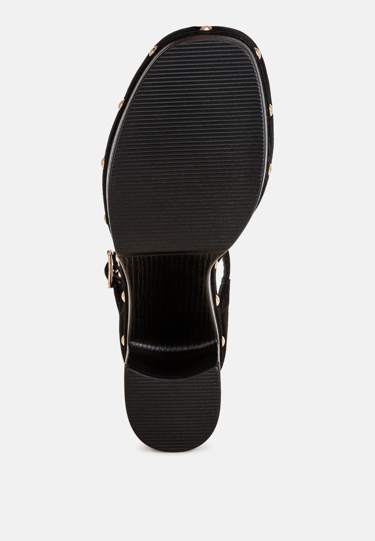 pin buckle ankle strap heels#color_black