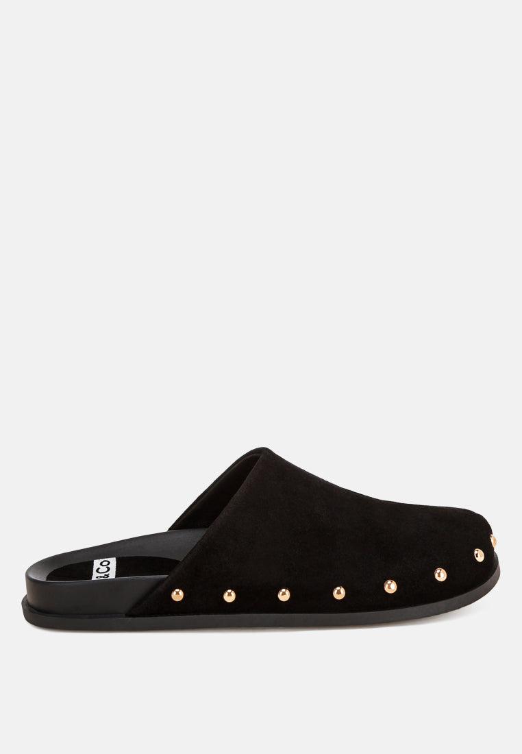 stud embellished slip ons#color_black