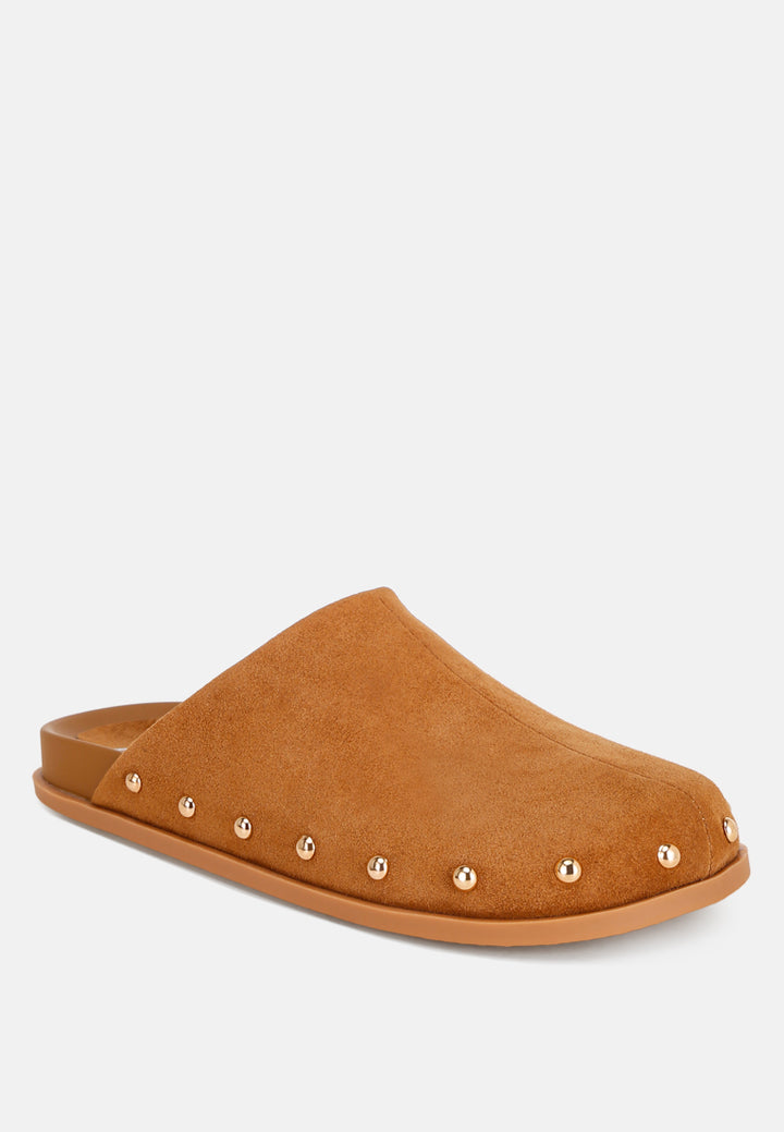 Zidiya Stud Embellished Slip Ons#color_tan