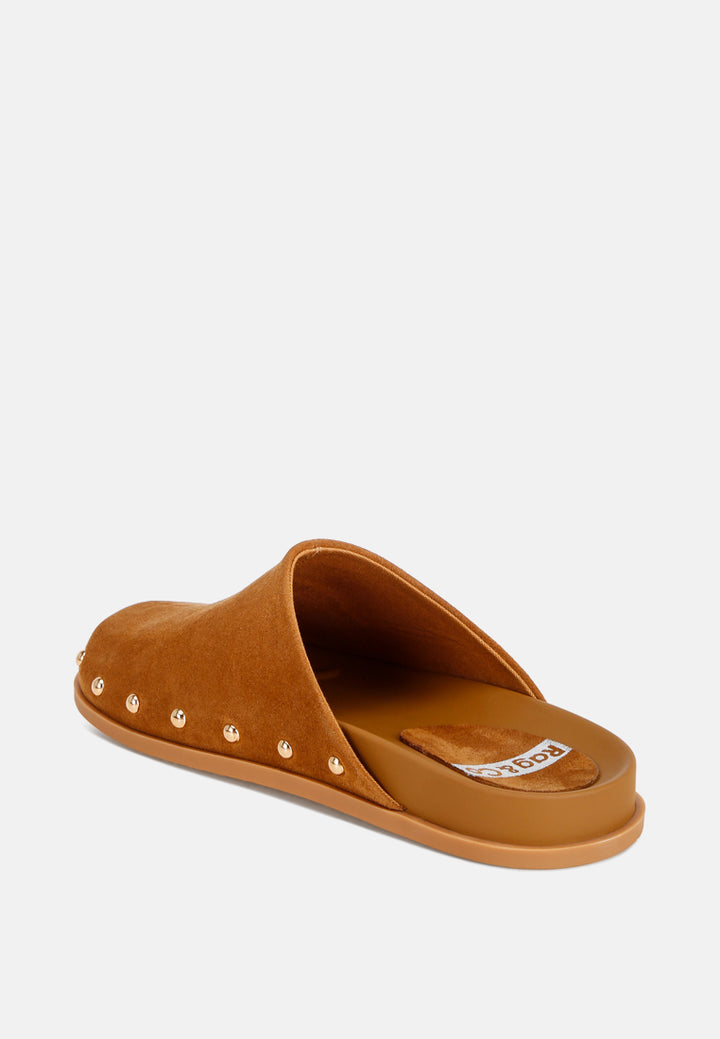 Zidiya Stud Embellished Slip Ons#color_tan