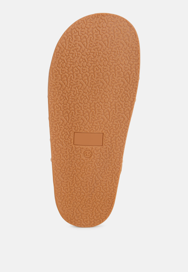 Zidiya Stud Embellished Slip Ons#color_tan