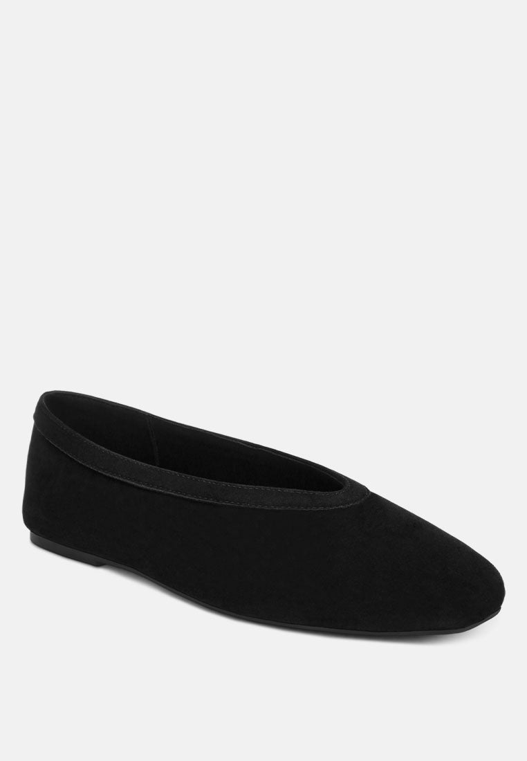 Danube Square Toe Ballerinas#color_black-suede