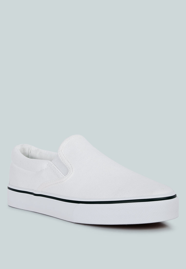 riddler white slip on canvas sneakers#color_white