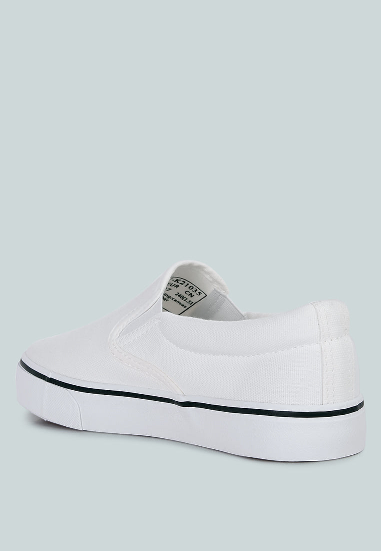riddler white slip on canvas sneakers#color_white