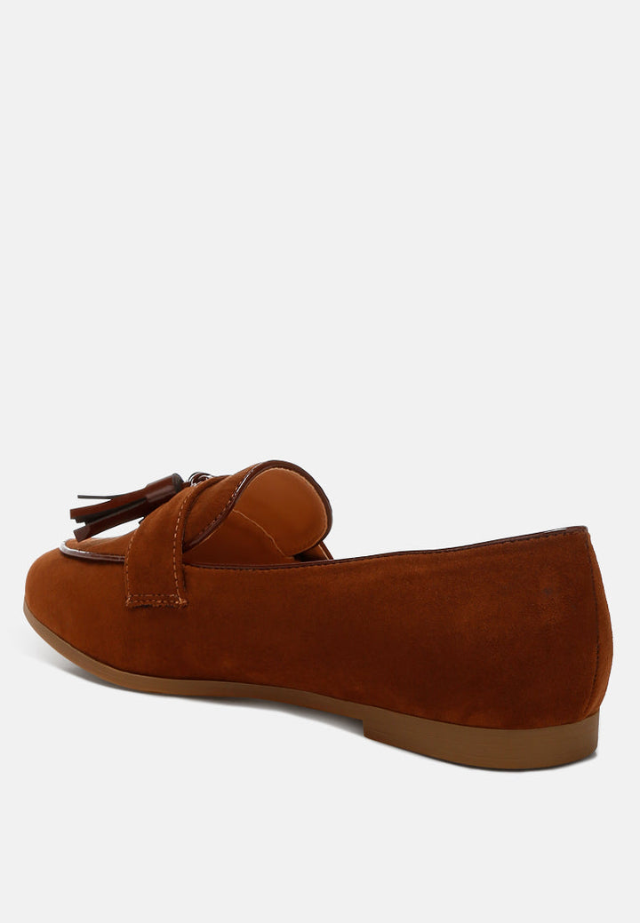 micro suede tassel loafers by ruw color_brown