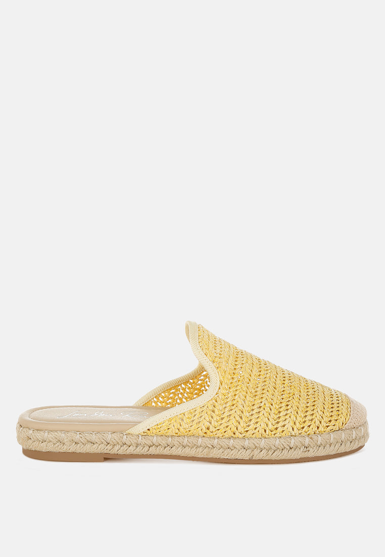 nongai raffia espadrilles mules by mode#color_yellow