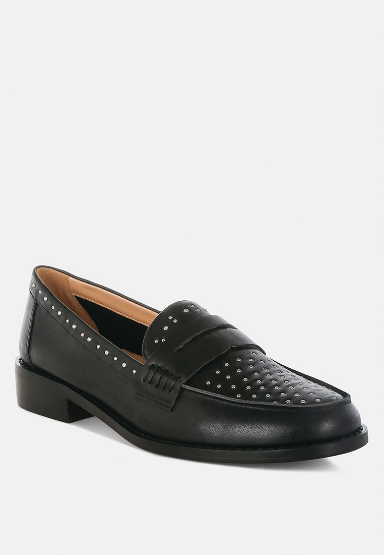 mocasines penny con adornos de tachuelas raisa#color_black