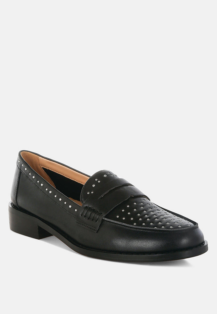 mocasines penny con adornos de tachuelas raisa#color_black