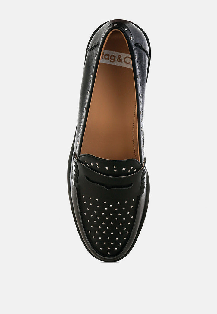 mocasines penny con adornos de tachuelas raisa#color_black