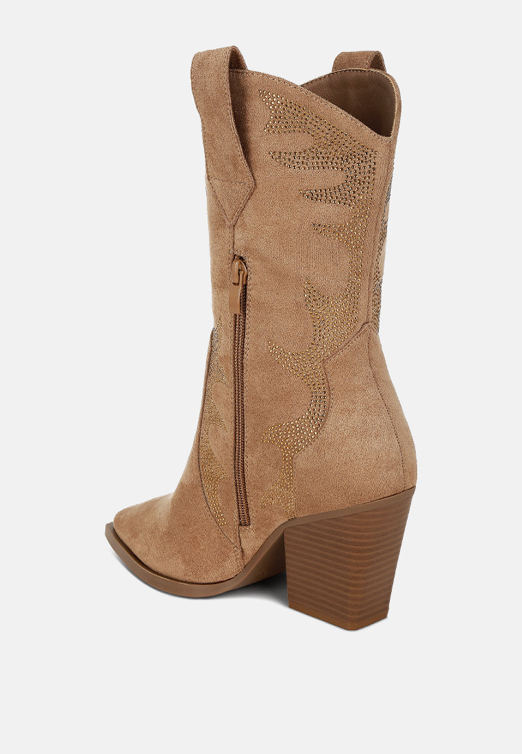 botas de becerro adornadas con pedrería rambler#color_camel