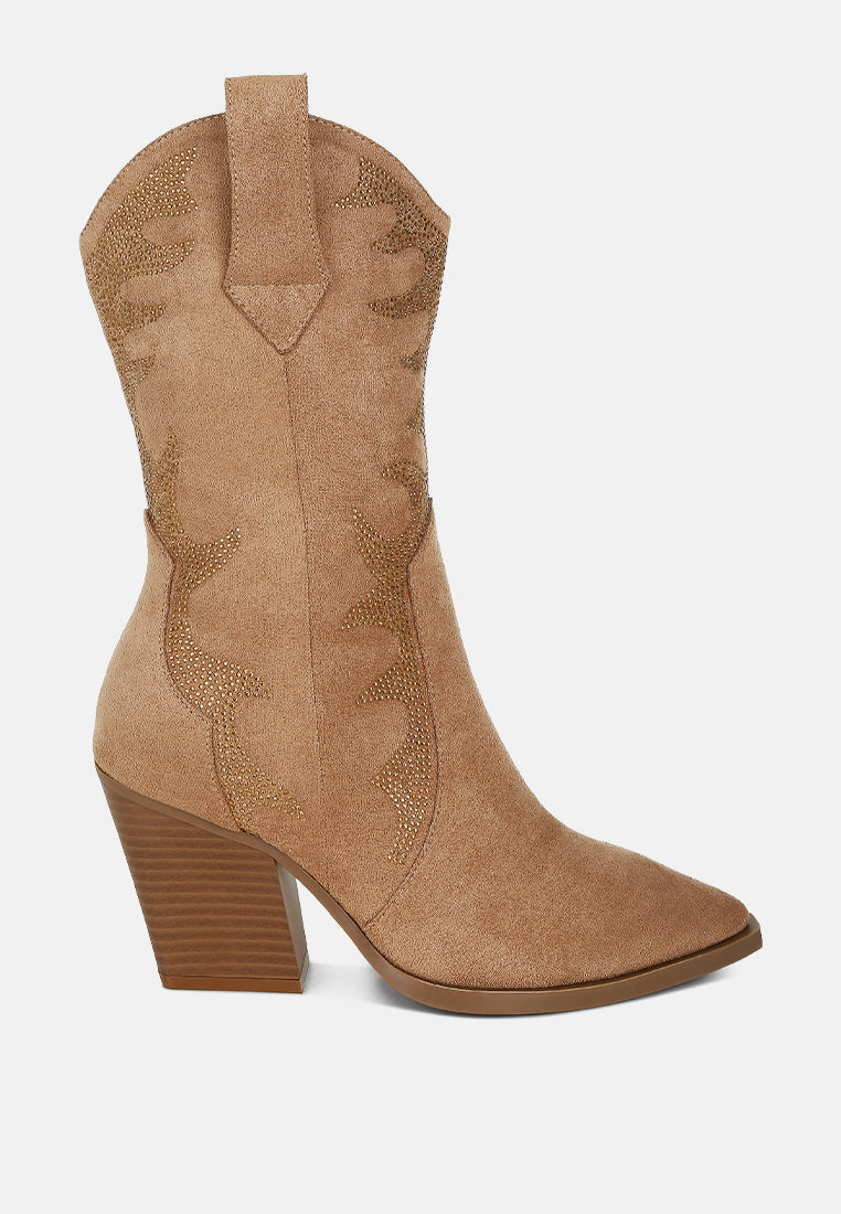botas de becerro adornadas con pedrería rambler#color_camel