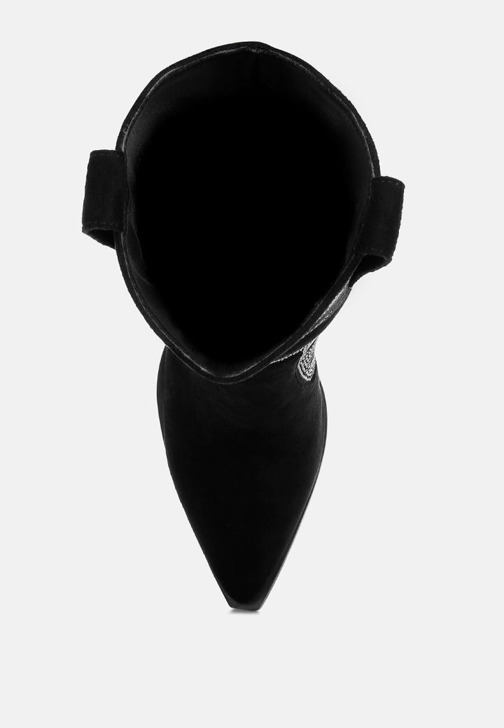 rhinestones embellished calf boots by mode#color_black