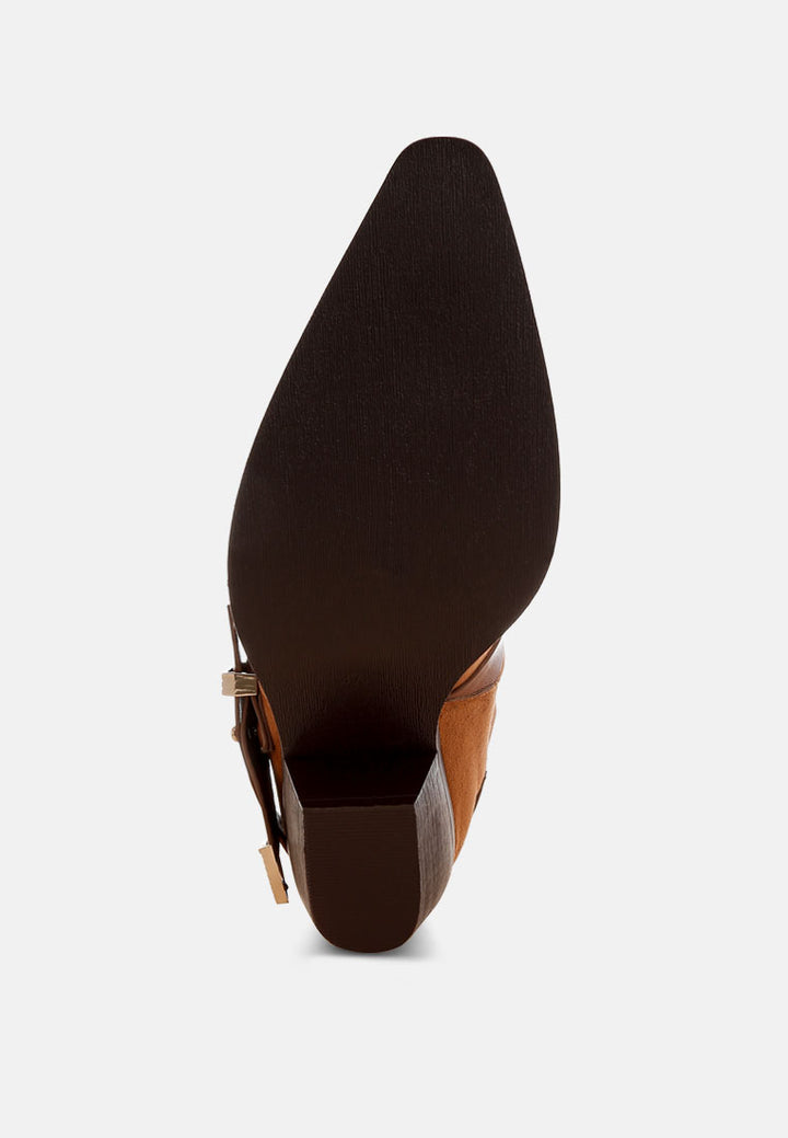 raveta microfiber buckle strap western boots#color_tan