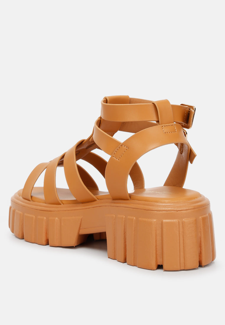recycled faux feather gladiators by ruw#color_tan