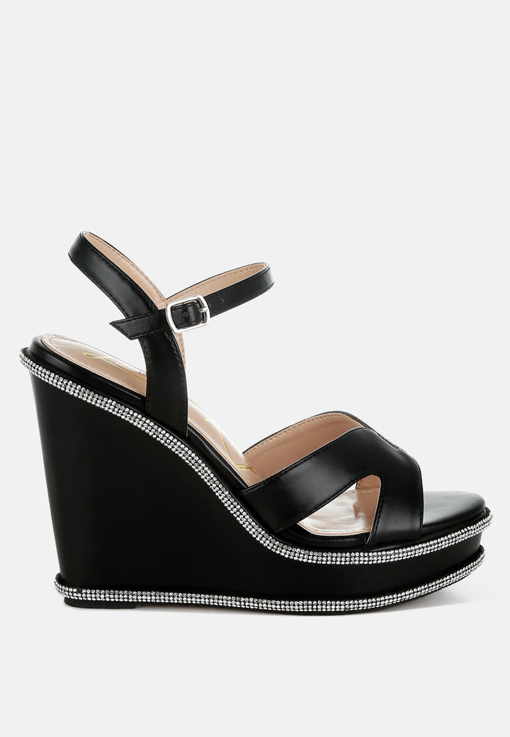 rhinestones embellished wedge sandals by ruw#color_black