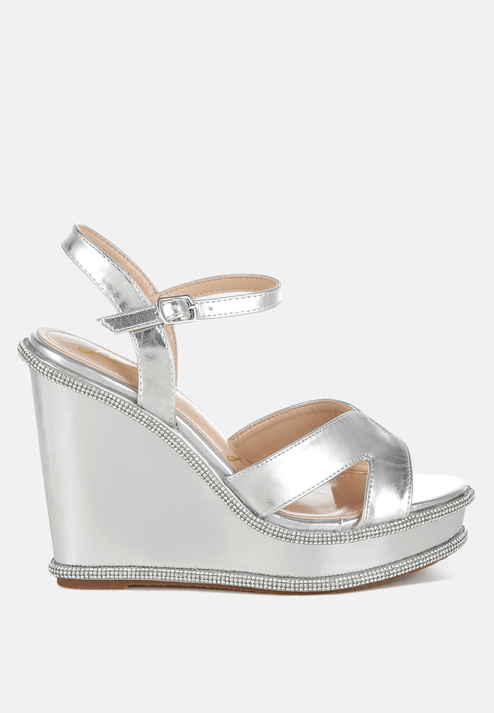 london rag women's rhinestones embellished wedge sandals by motes#color_silver