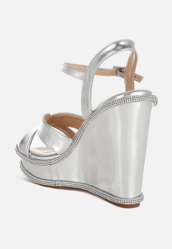 london rag women's rhinestones embellished wedge sandals by motes#color_silver