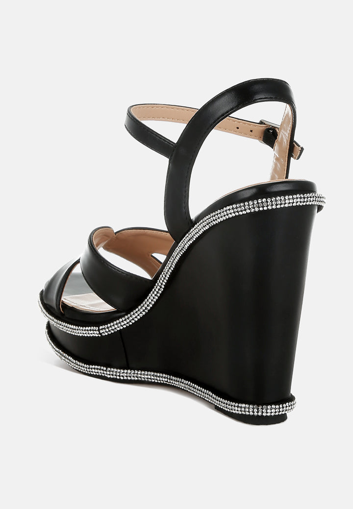 regina rhinestones embellished wedge sandals#color_black