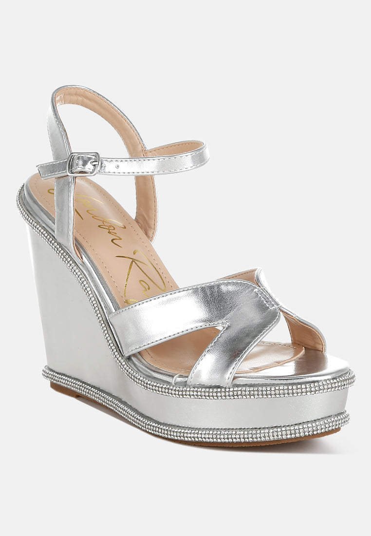 regina rhinestones embellished wedge sandals#color_silver