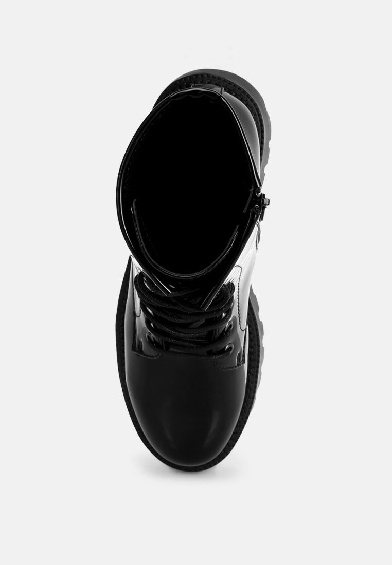 reginalda statement lace-up chunky boots#color_black-patent