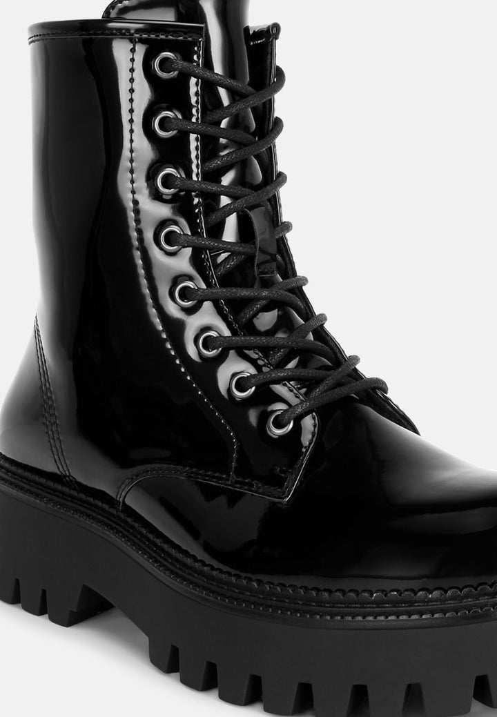 reginalda statement lace-up chunky boots#color_black-patent