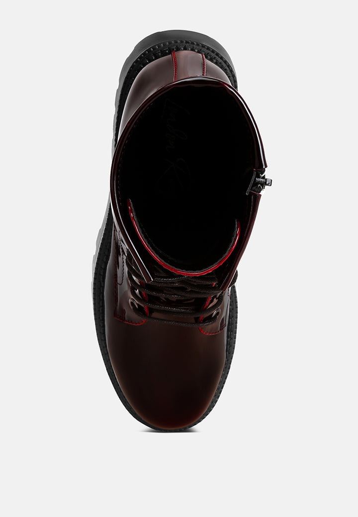 reginalda statement lace-up chunky boots#color_burgundy-patent