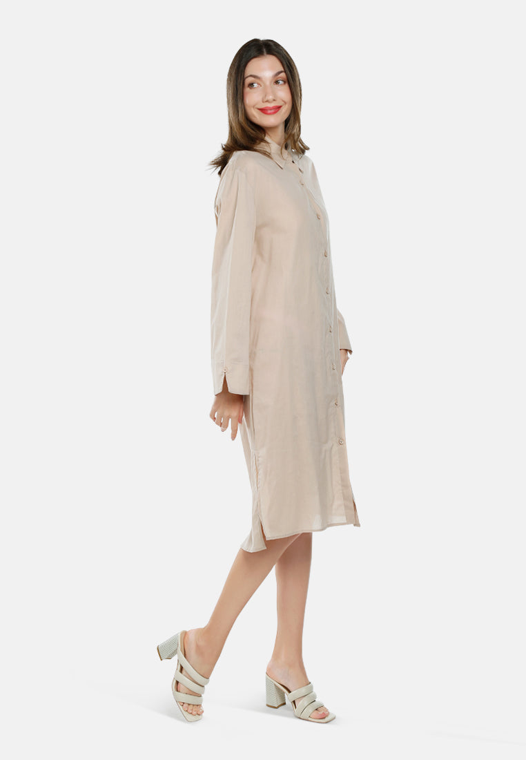 relaxed fit shirt dress by ruw#color_khaki