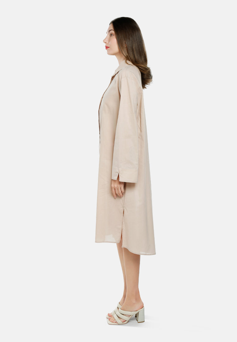 relaxed fit shirt dress by ruw#color_khaki