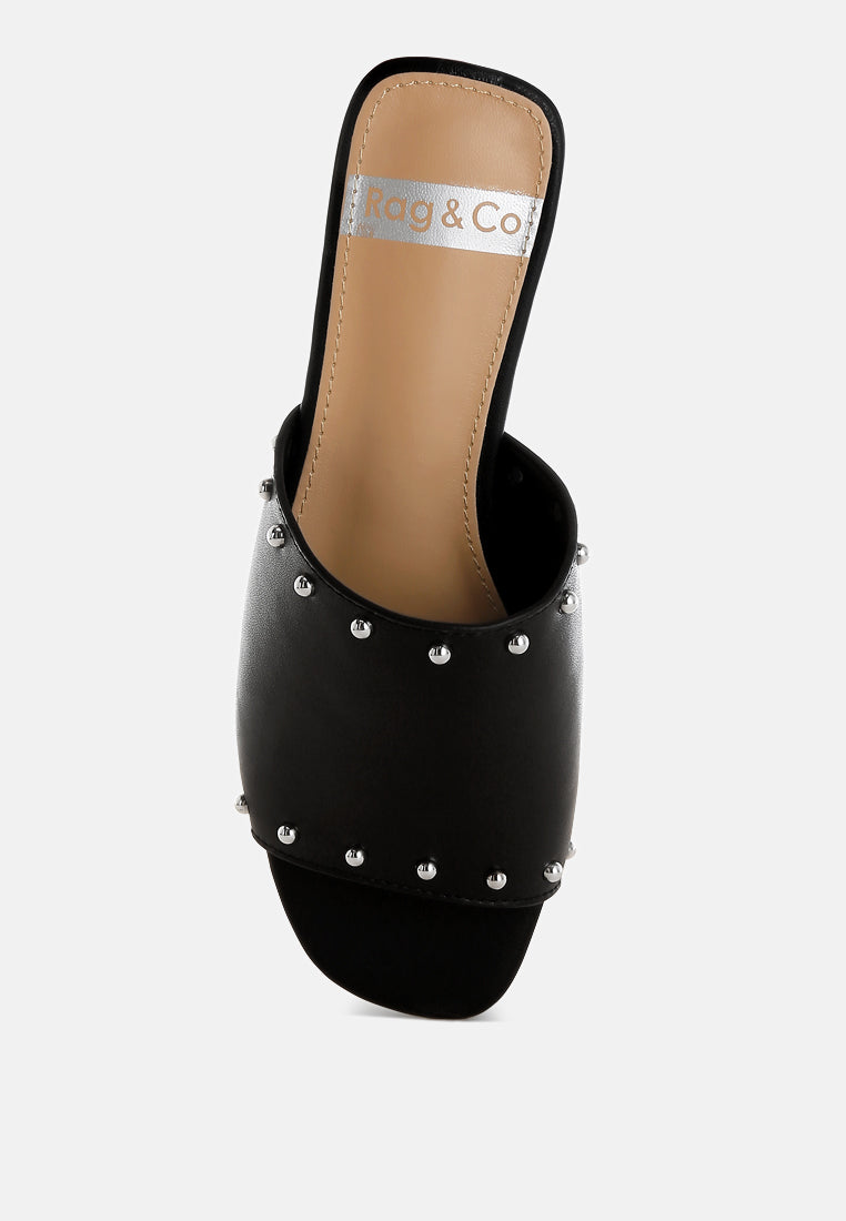 Zapatos planos sin cordones con tachuelas de cuero genuino renaldi#color_negro