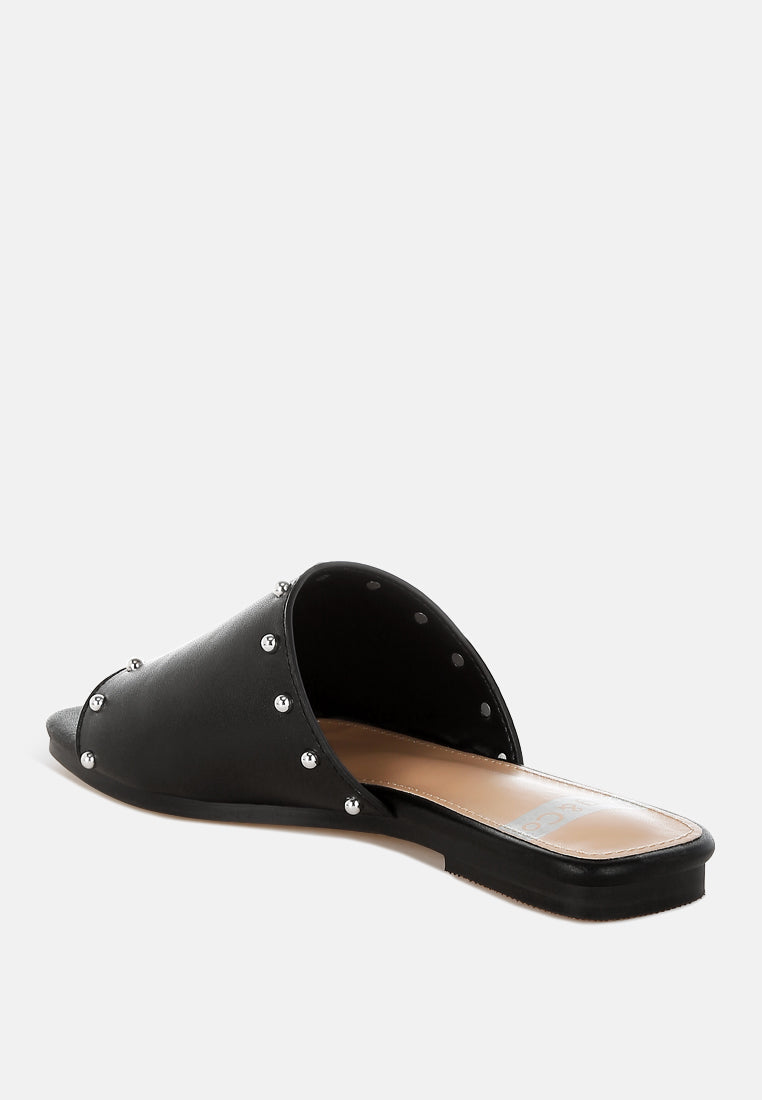 Zapatos planos sin cordones con tachuelas de cuero genuino renaldi#color_negro