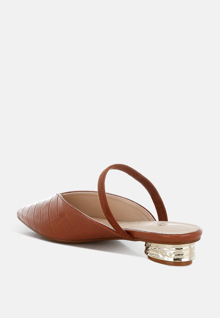fantasy heel croco mules by rag#color_tan
