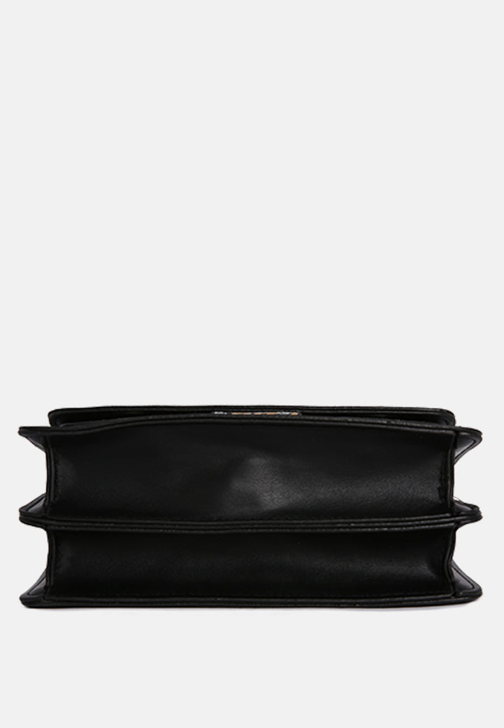 black reptile print sling bag#color_black
