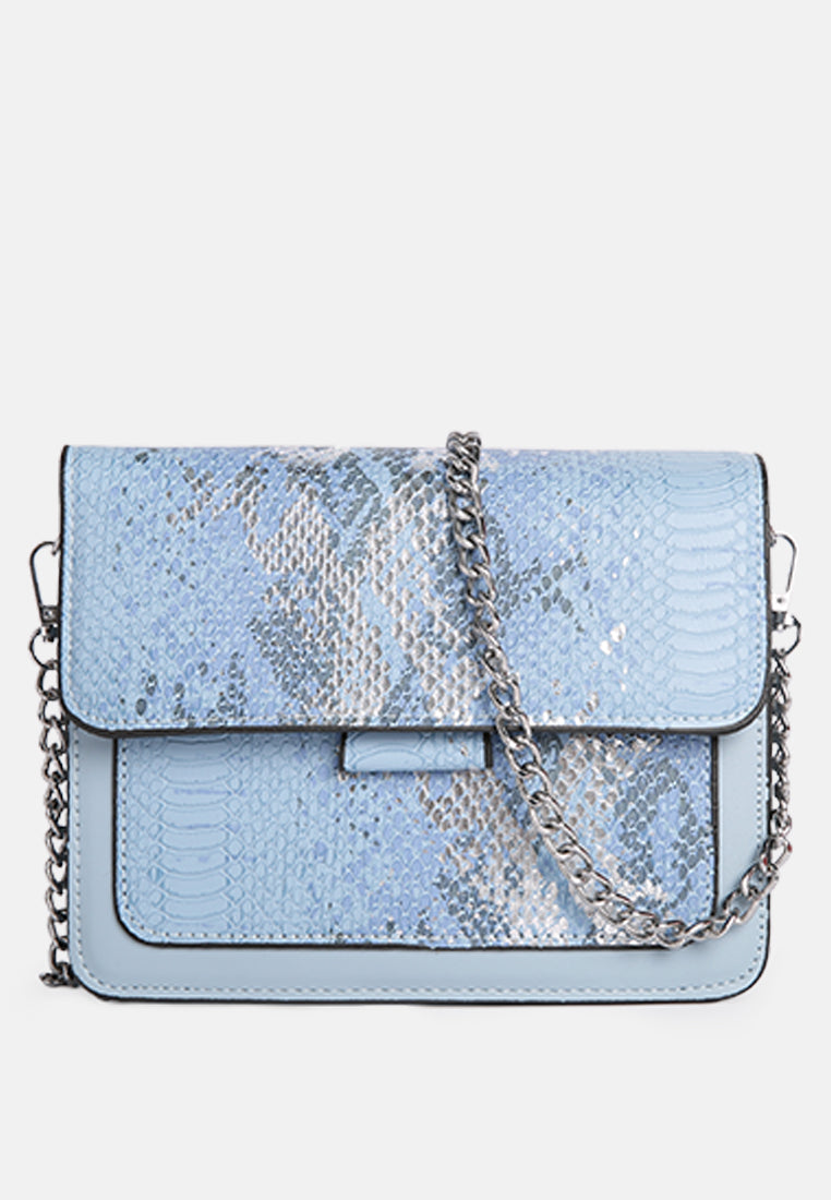 pink reptile print sling bag#color_blue