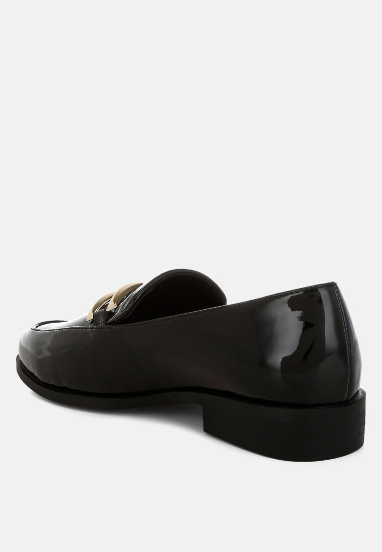 patent faux leather loafers by mode#color_black
