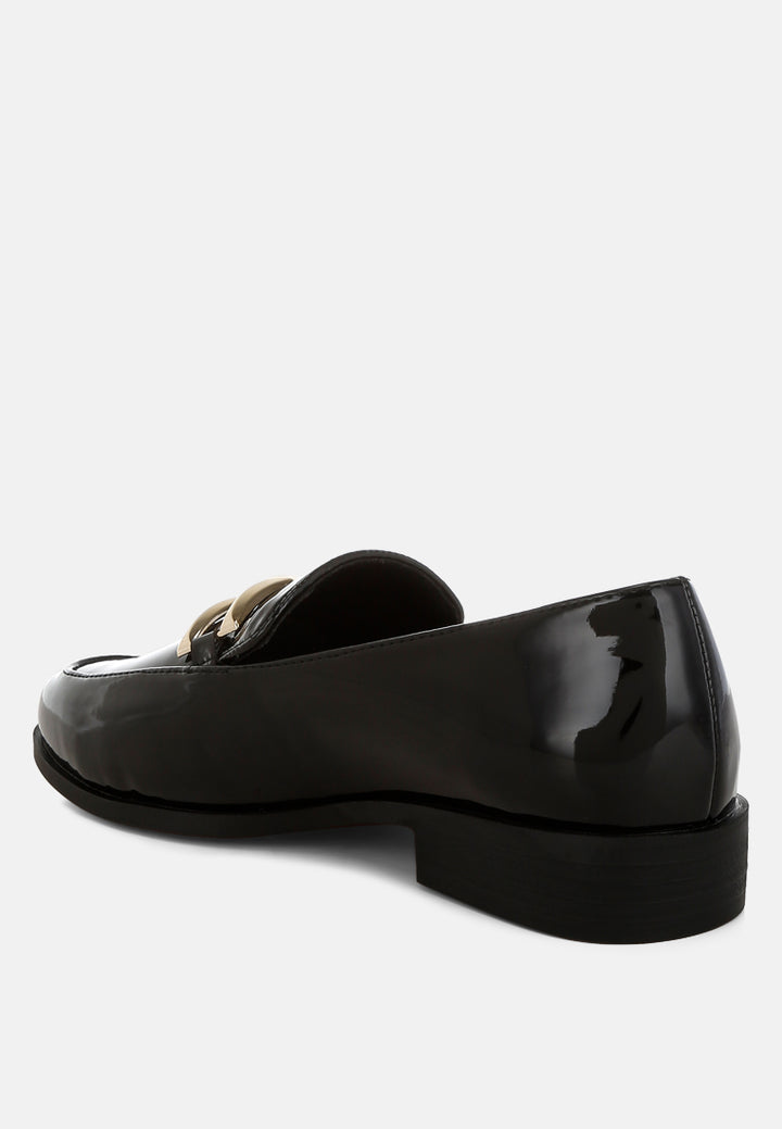 patent faux leather loafers by mode#color_black