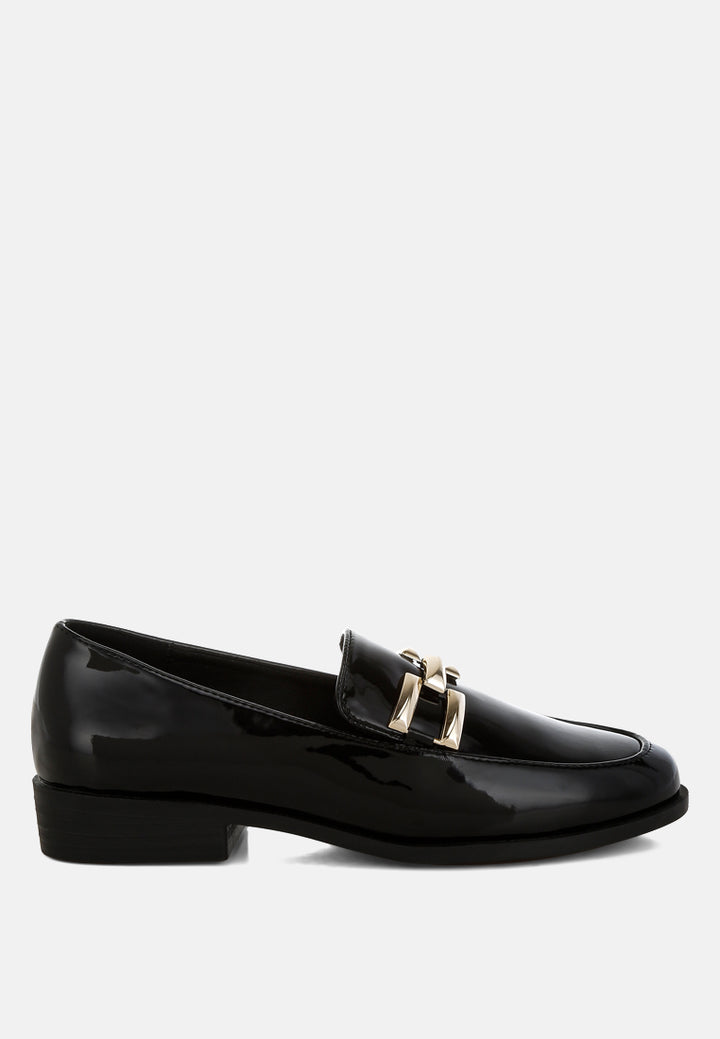 patent faux leather loafers by mode#color_black