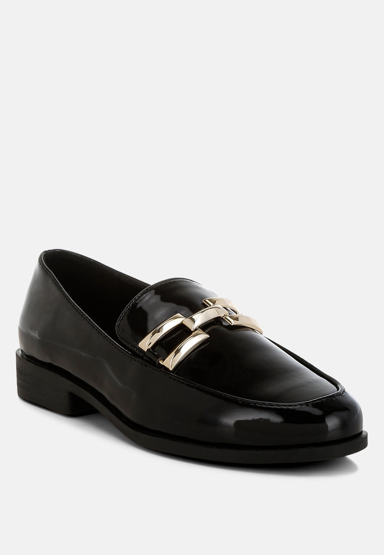 patent faux leather loafers by mode#color_black