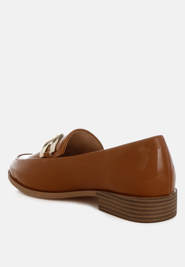patent faux leather loafers by mode#color_tan