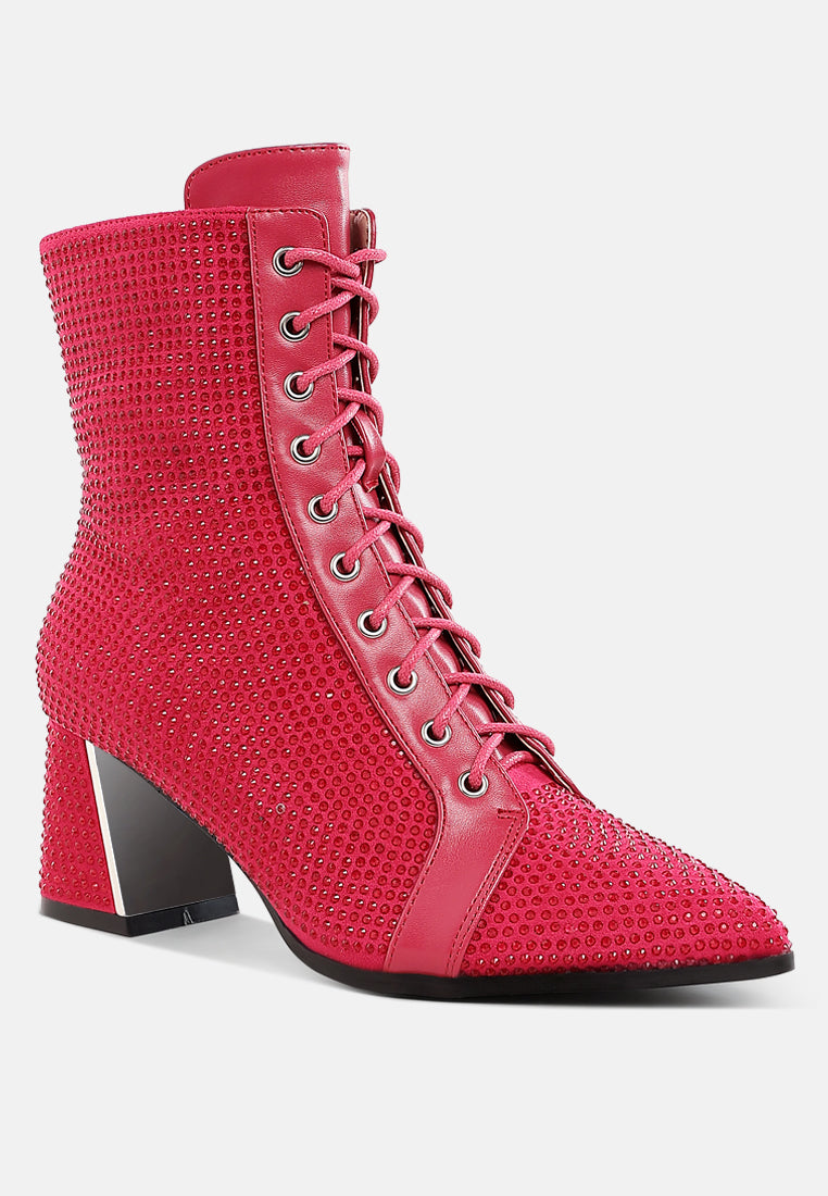 rhinestone embellished ankle boots by mode#color_fuchsia