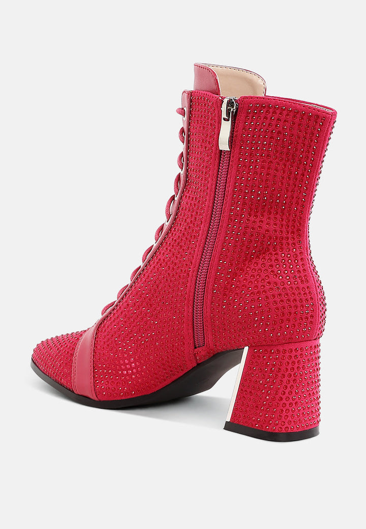 rhinestone embellished ankle boots by mode#color_fuchsia