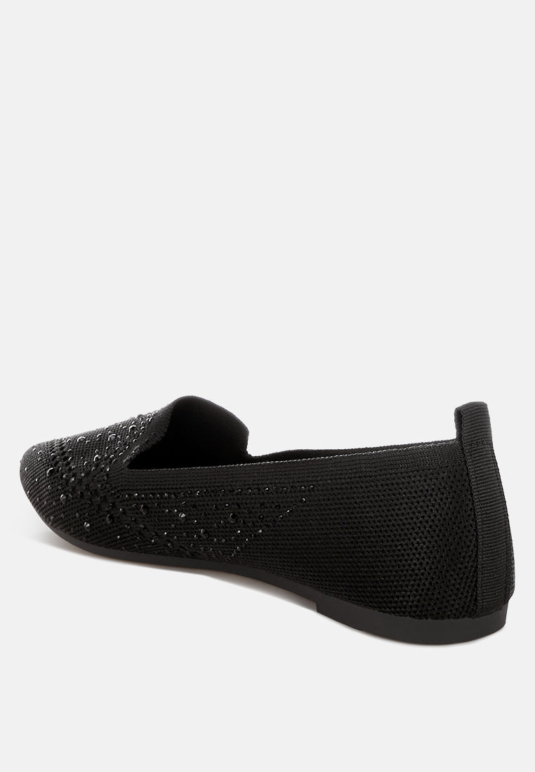 london rag women's rhinestone embellished pull tab loafers by motes#color_black